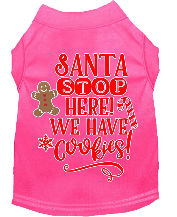 Santa, We Have Cookies Screen Print Dog Shirt Bright Pink Lg